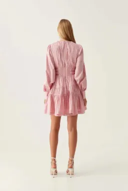 AJE - Fallingwater Ruched Mini Dress Pink for rent on The Volte - image 2
