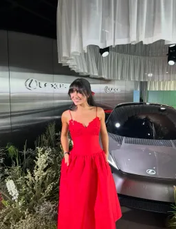 Self Portrait Red Tafetta midi dress size 6 for rent on The Volte - image 1