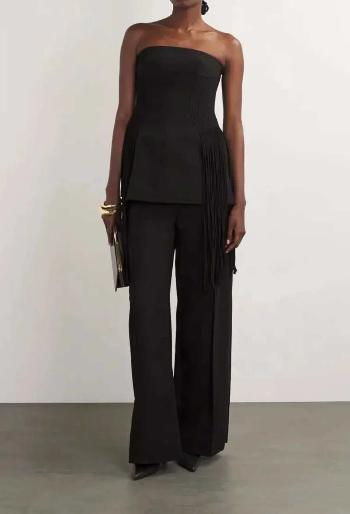 Camilla and Marc Fringe detail strapless top black size 6 - Image 2