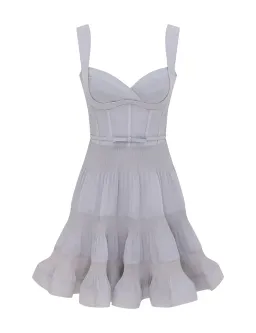 Zimmermann Pleated Draped Mini Dress Steel Blue Size 2 for rent on The Volte - image 1