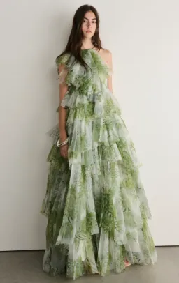 AJE Westlyn Gown Olive Native Floral Size 8 for rent on The Volte - image 1
