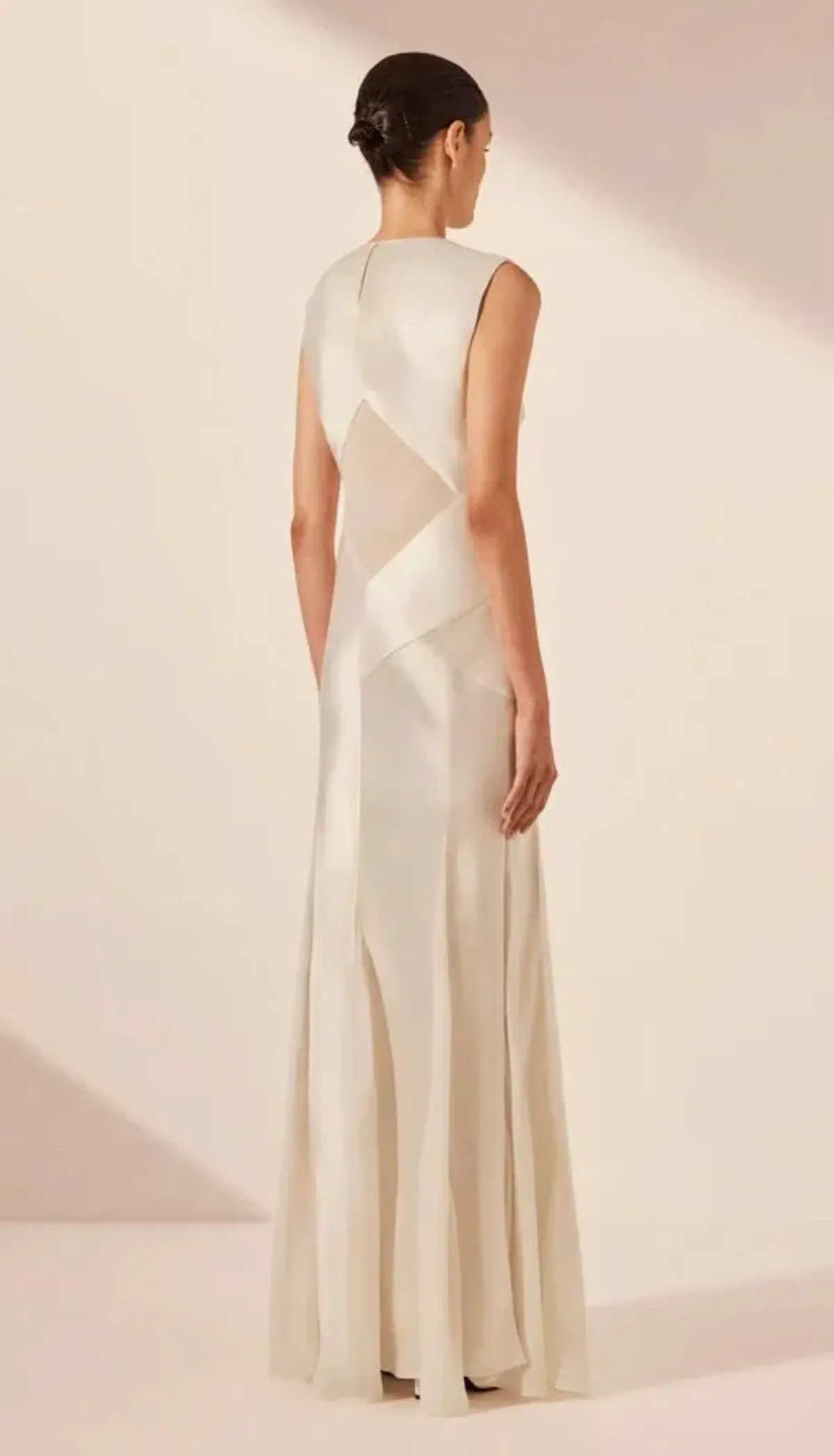 Shona Joy Moraya Godet Maxi Dress Pearl White Size 12 - Image 4