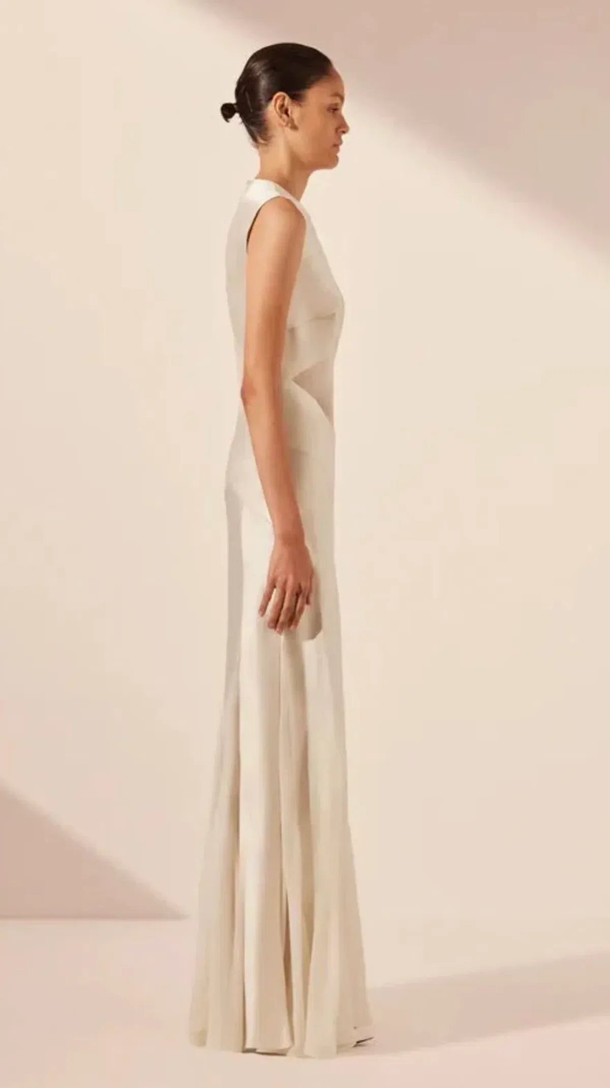 Shona Joy Moraya Godet Maxi Dress Pearl White Size 12 - Image 3