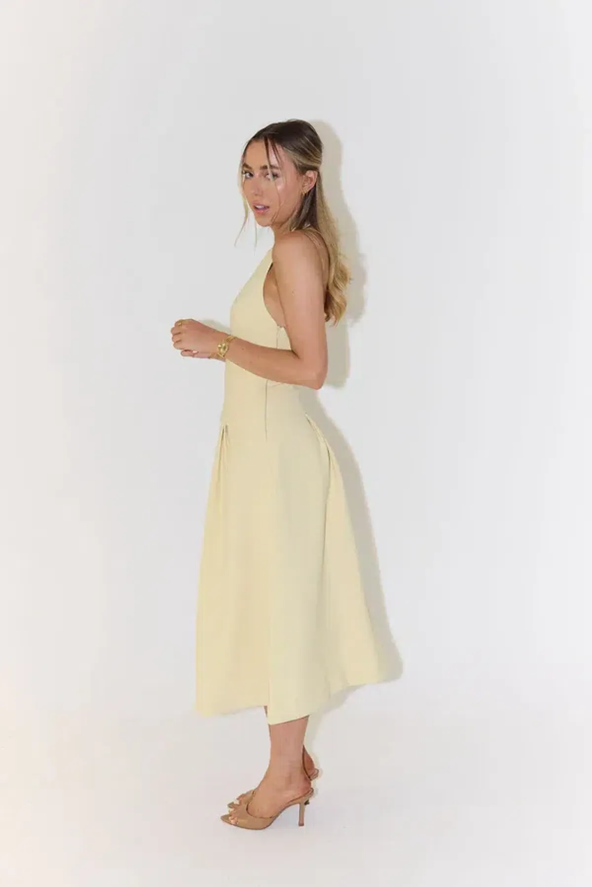 Odd Muse - The Ultimate Muse Dropped Hem Midi Dress - Lemon - Image 2