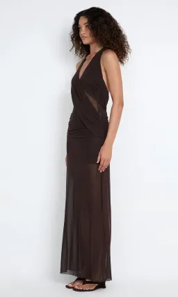 DEIJA HALTER MAXI DRESS | DARK CHOCOLATE - SIZE 8 for rent on The Volte - image 2