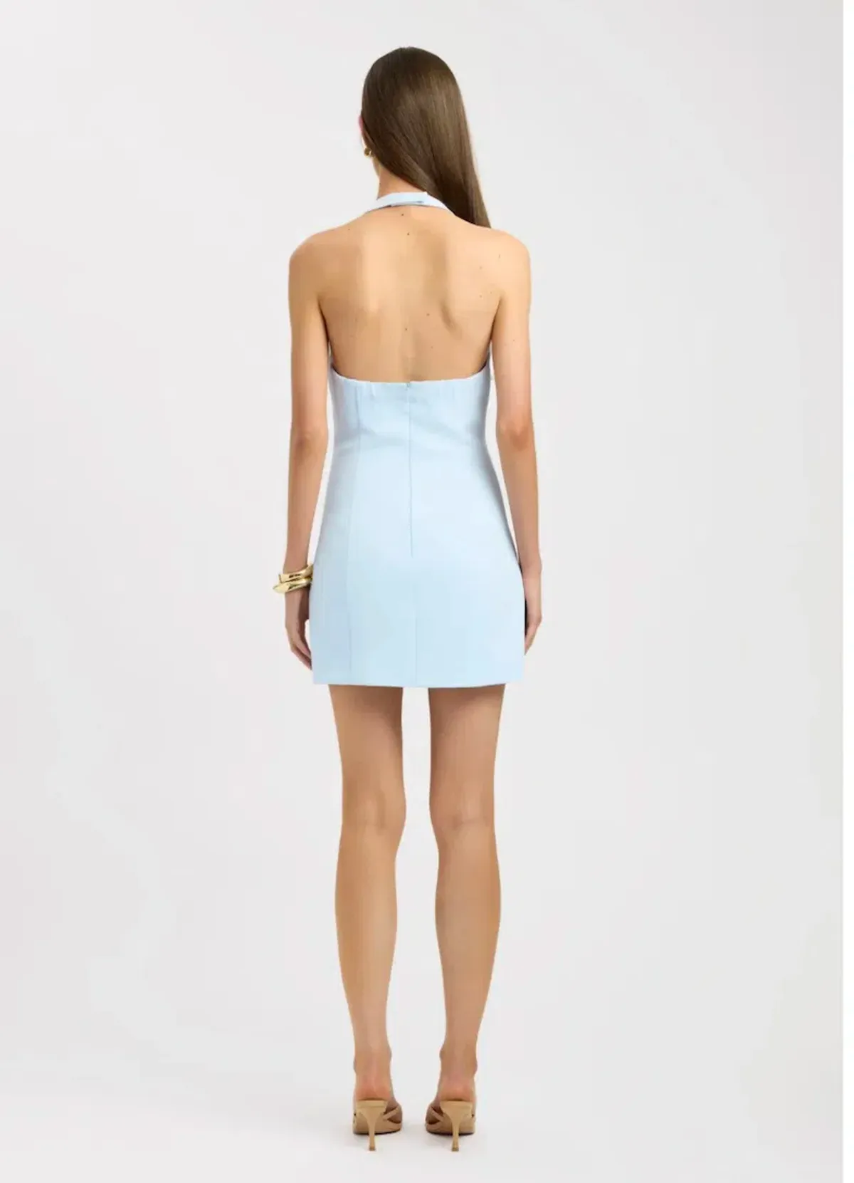 Kookai Ice Blue Oyster Low Cut Mini Dress Size 4 - Image 3