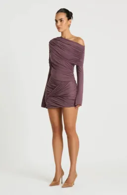 OTTO LONG SLEEVE MINI DRESS | GRAPE - SIZE 8 for rent on The Volte - image 2