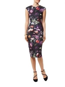 Ted Baker RAISIE Shadow Floral Midi Dress Purple Size 8 for rent on The Volte - image 1
