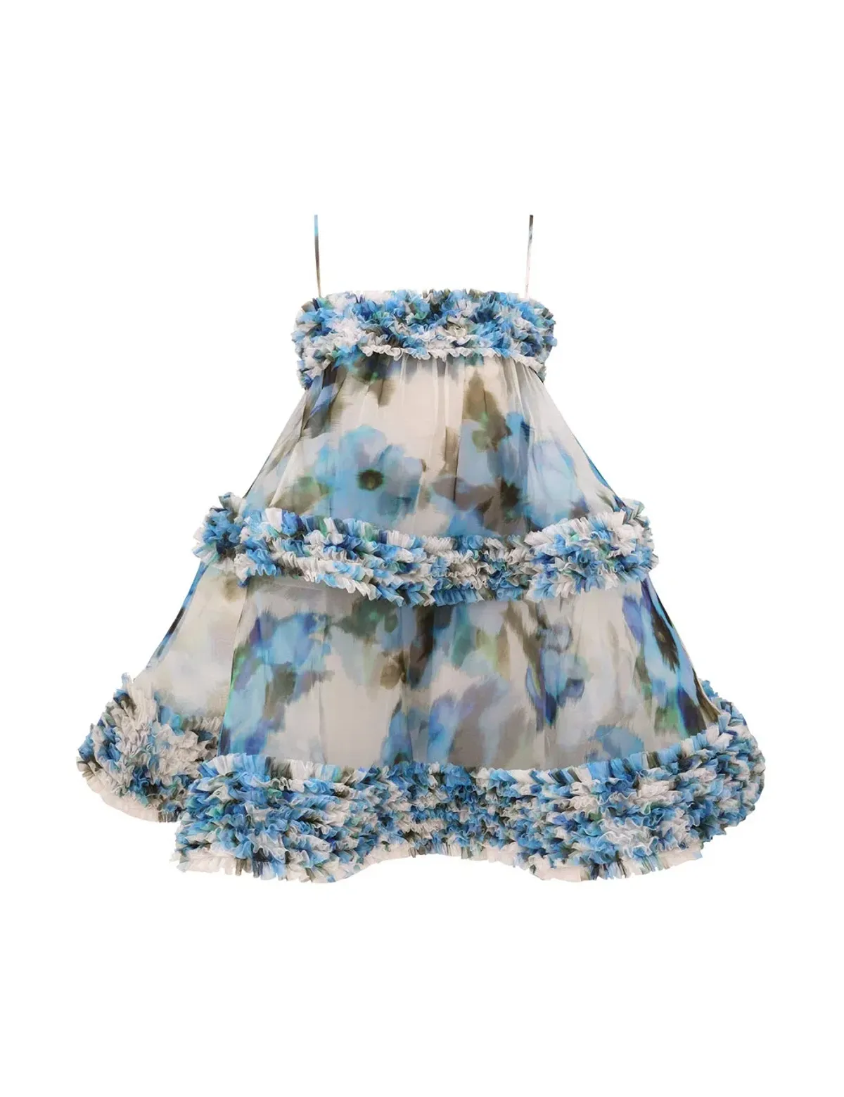 Zimmermann Alchemy Ruffle Mini Dress Blue Poppy Size 1 - Image 1