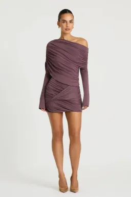 Benni Otto Long Sleeved Mini Dress in Plum Size 8 for rent on The Volte - image 1