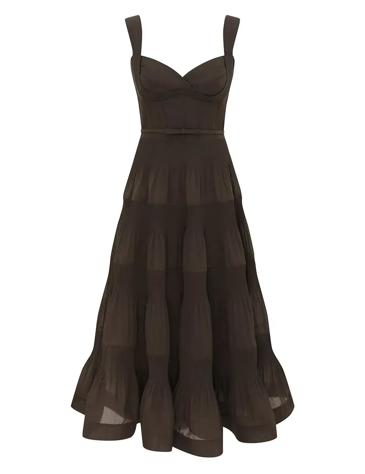 Zimmermann Pleated Draped Midi Dress Olive Size 2 - Image 1