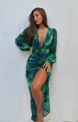 Runaway Calista Midi Dress Watercolour Green Size AU 8 / S for rent on The Volte - image 1