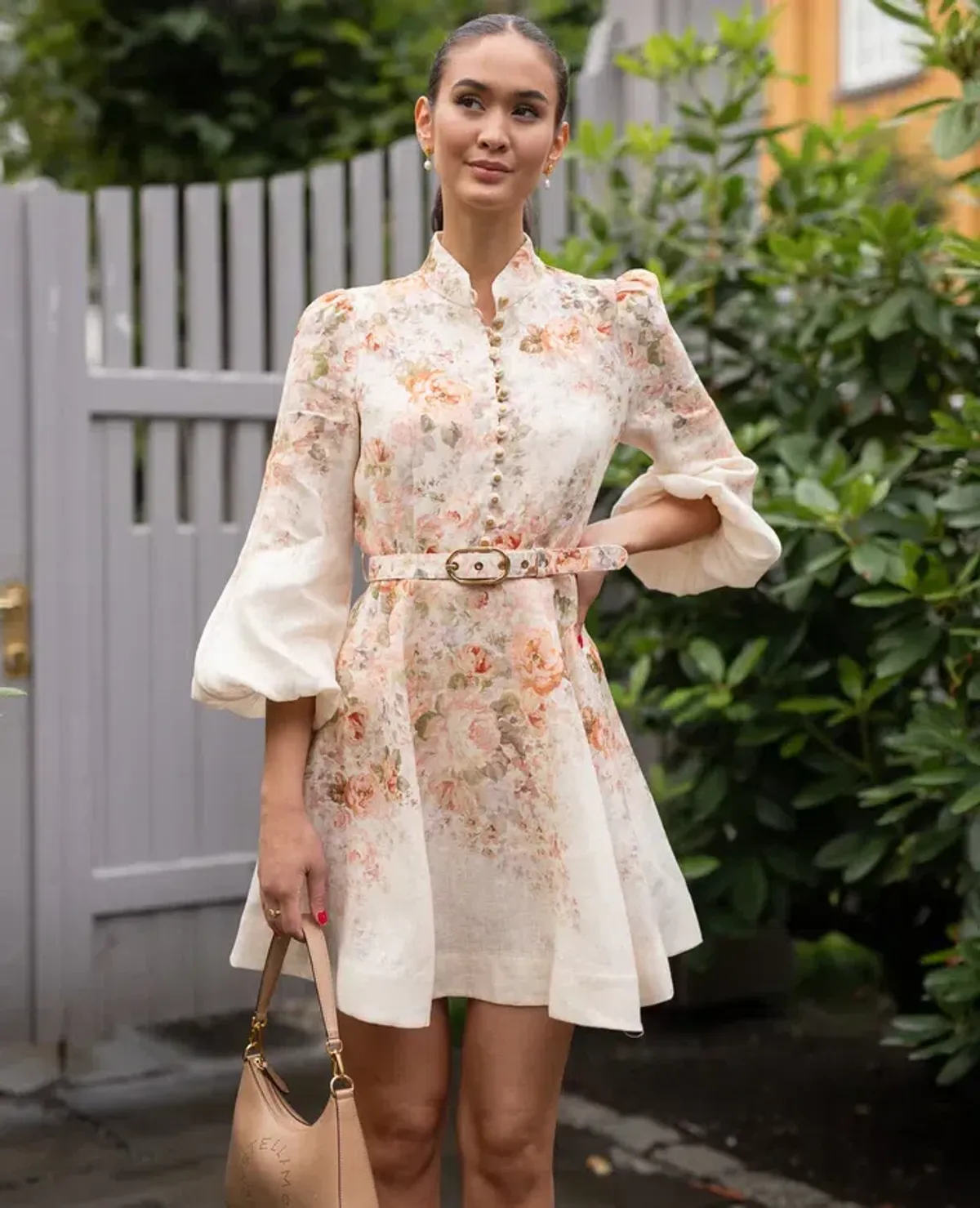 Zimmermann Illustration Buttoned Mini Dress Cream Size 1 - Image 3