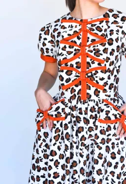 SONLIA CUSTOM MAXI DRESS WHITE/BROWN/ORANGE SIZE 12 for rent on The Volte - image 4