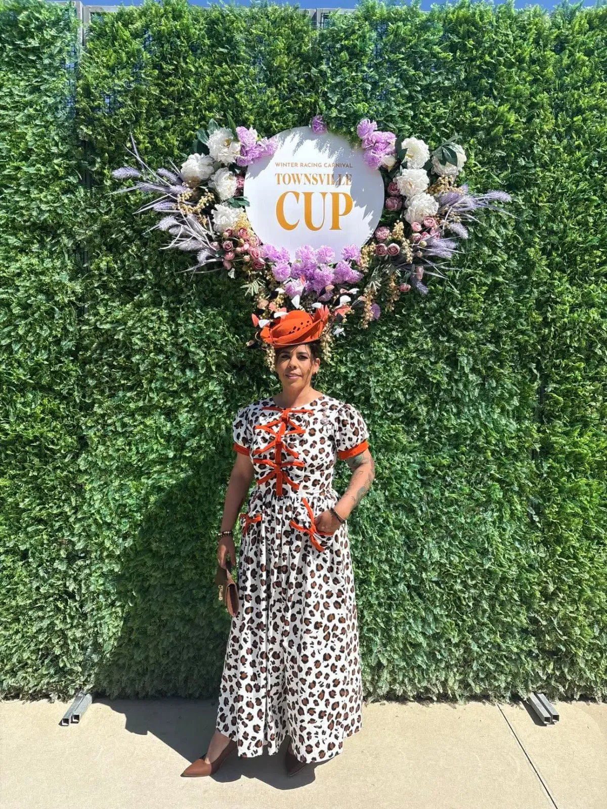 SONLIA CUSTOM MAXI DRESS WHITE/BROWN/ORANGE SIZE 12 - Image 1