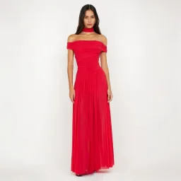 Bec & Bridge Deija Off Shoulder Red Maxi Dress Size 10 for rent on The Volte - image 1