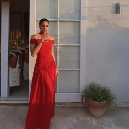 Bec & Bridge Deija Off Shoulder Red Maxi Dress Size 10 for rent on The Volte - image 4