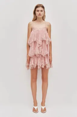 Aje Ophelia Lace Mini Dress Fawn Pink Size 8 for rent on The Volte - image 2