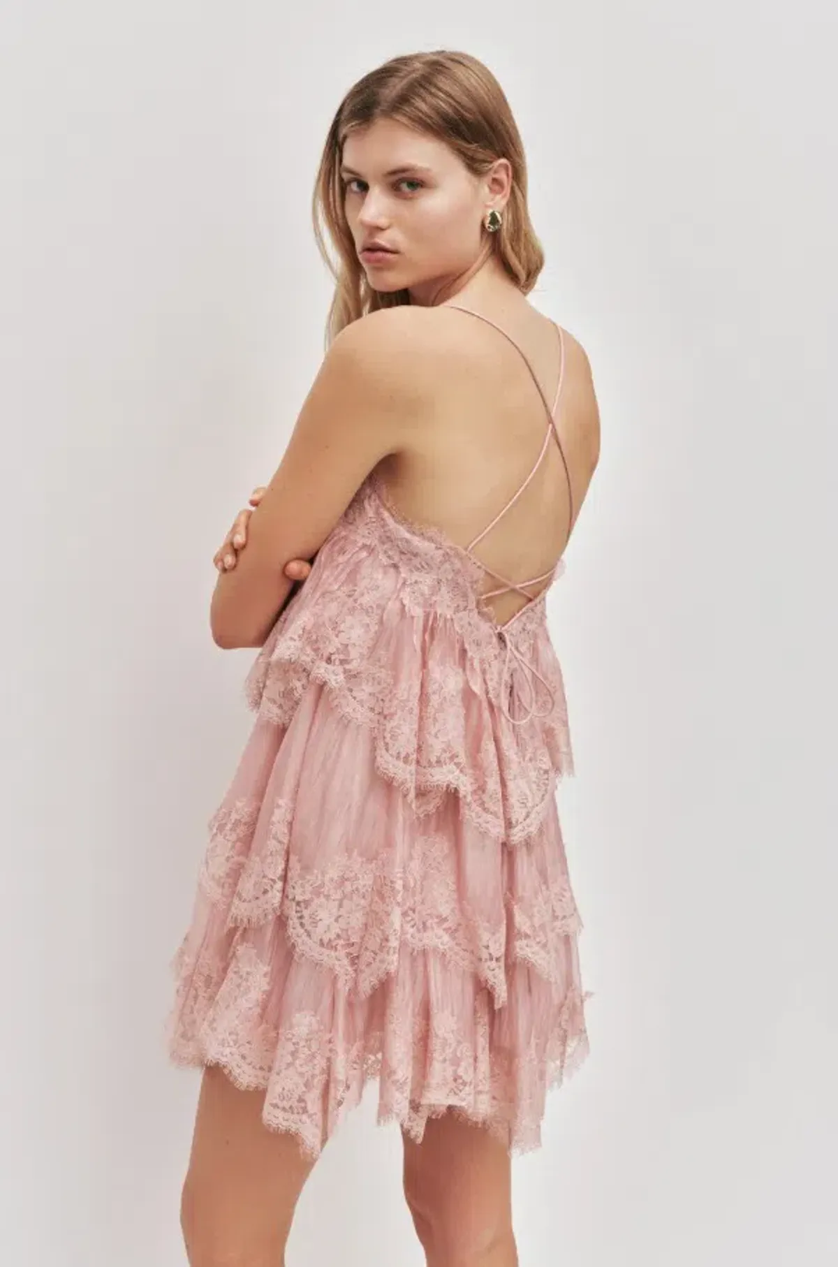 Aje Ophelia Lace Mini Dress Fawn Pink Size 8 - Image 3