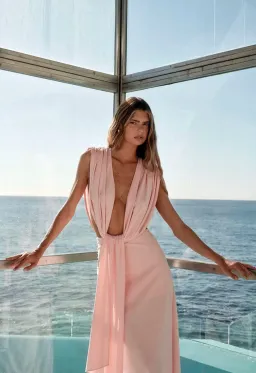 Suboo Jasmine Cutout Draped Gown - Pink - Size S for rent on The Volte - image 1