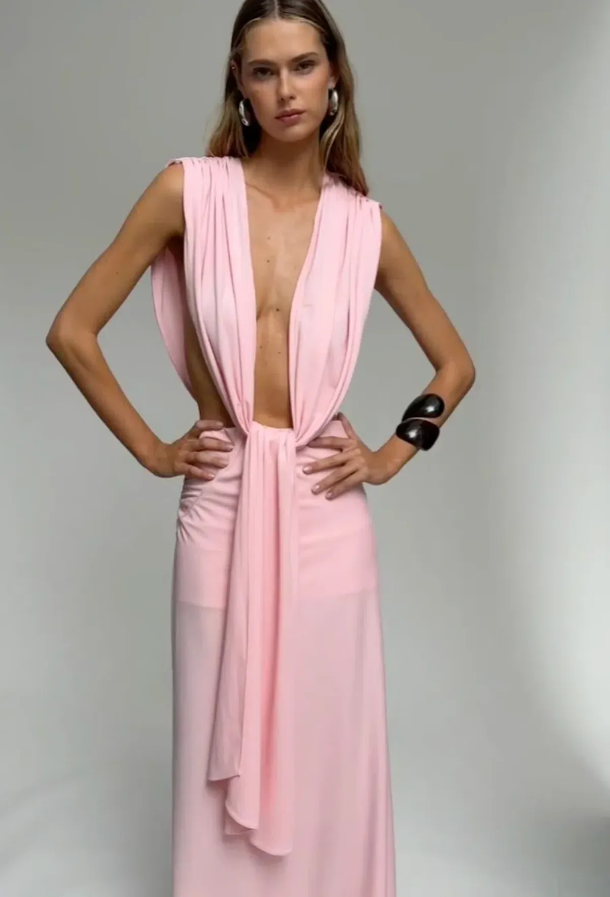 Suboo Jasmine Cutout Draped Gown - Pink - Size S - Image 2