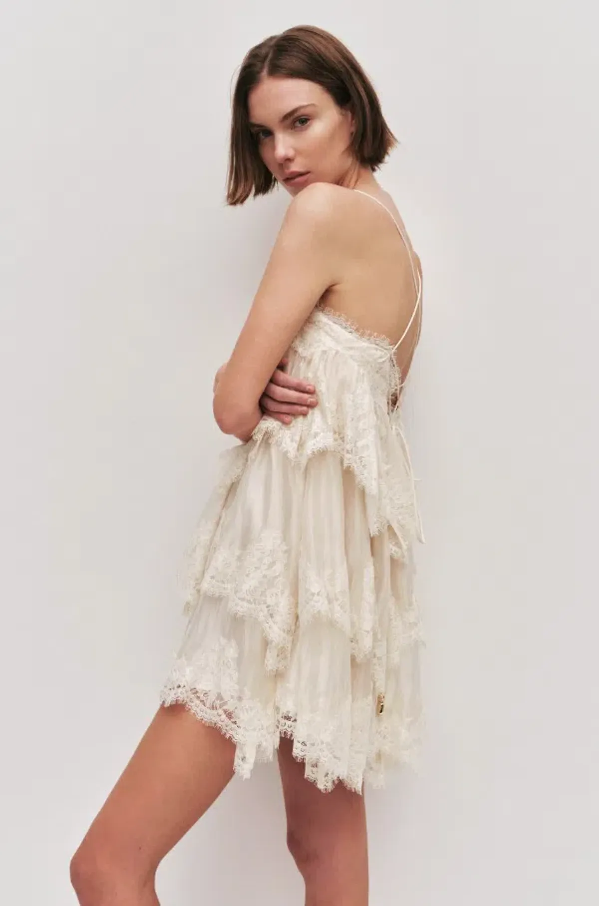 Aje Ophelia Lace Mini Dress Pastel Yellow Size 8 - Image 3