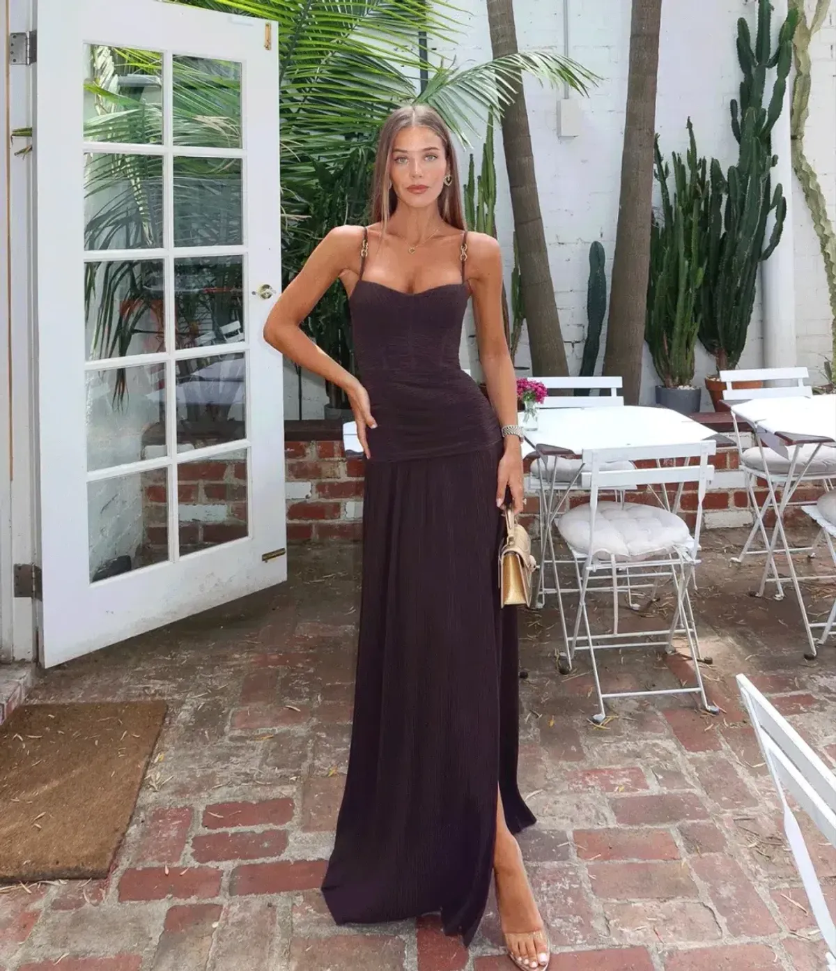 Manning Cartell Double Time Pleat Dress DARK CHOCOLATE Size 8 - Image 1