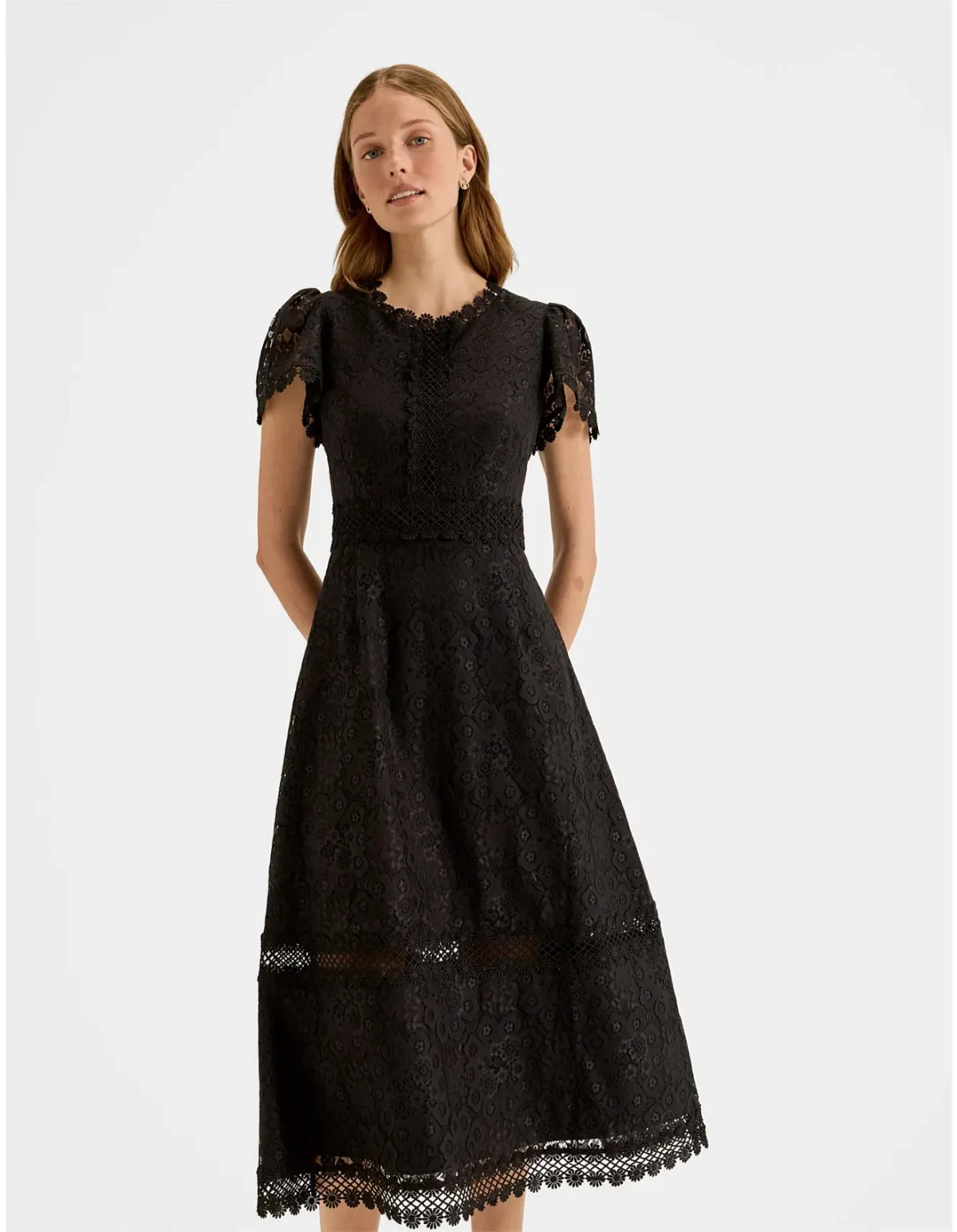 Review Cosmos Lace Midi Dress Black Size 10 - Image 4