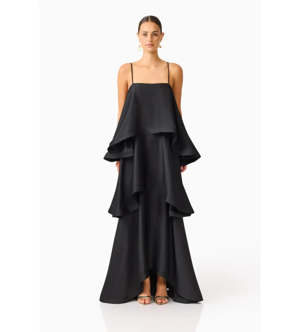 Elliatt Tilly Tiered Maxi Dress Black Size AU10 - Image 1