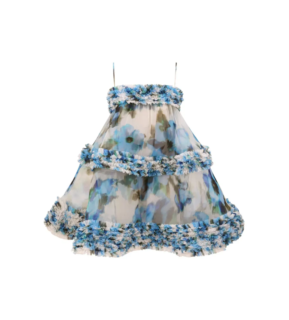 Zimmermann Alchemy Ruffle Mini Dress Blue Poppy Size 2/AU 12 - Image 1