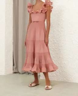 Zimmermann Pleated Frill Midi Dress  for rent on The Volte - image 2