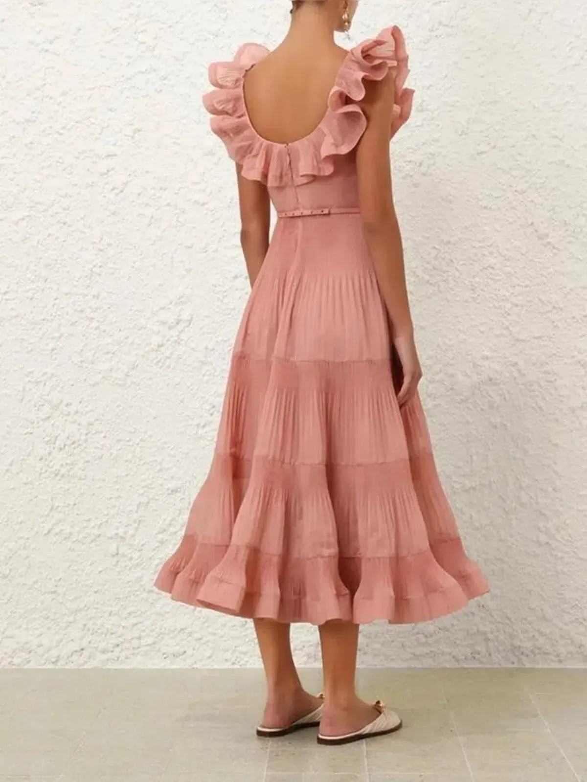 Zimmermann Pleated Frill Midi Dress  - Image 3