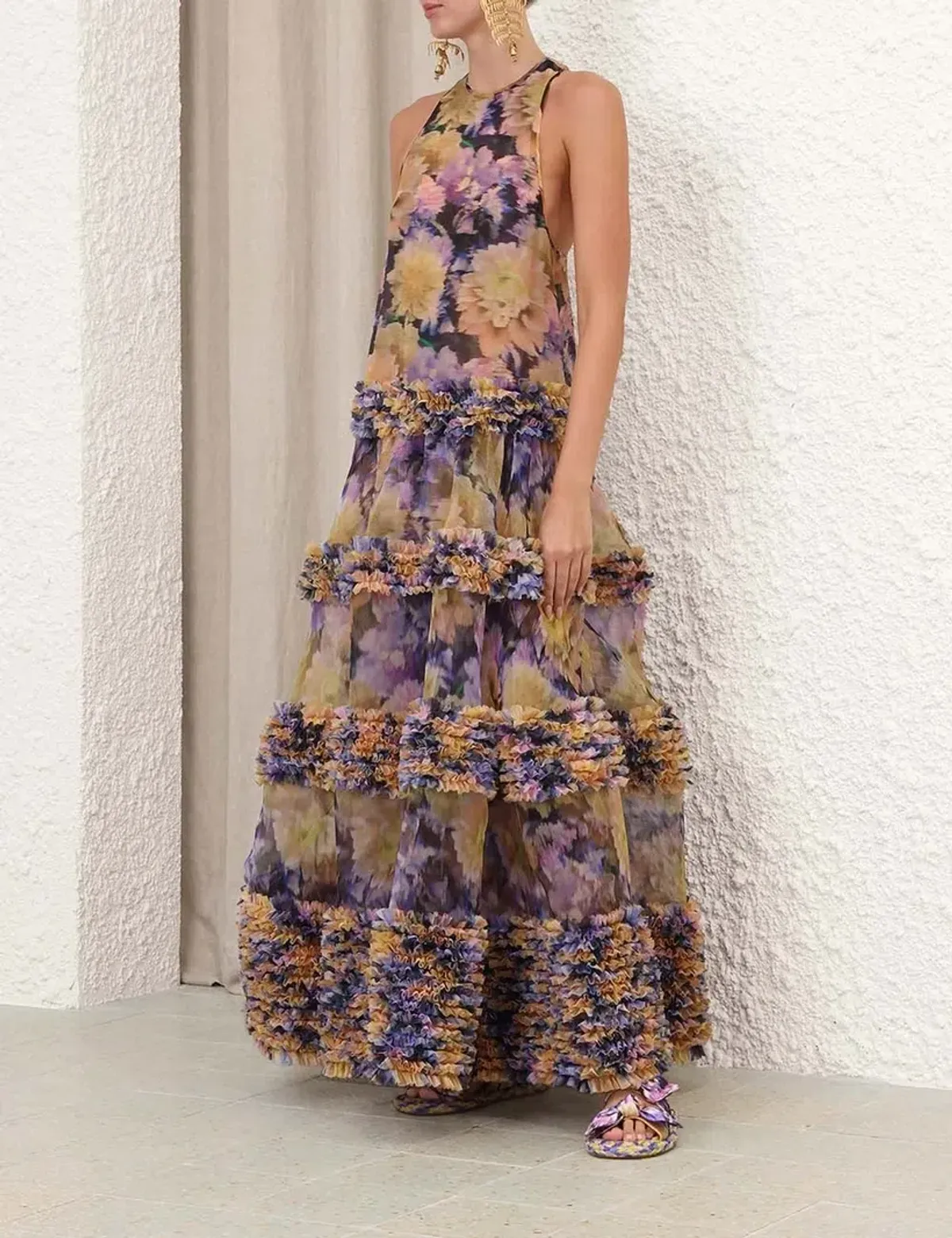 Zimmermann Luna Ruffle Maxi Dress Violet Dahlia size 1/ AU 10 - Image 6