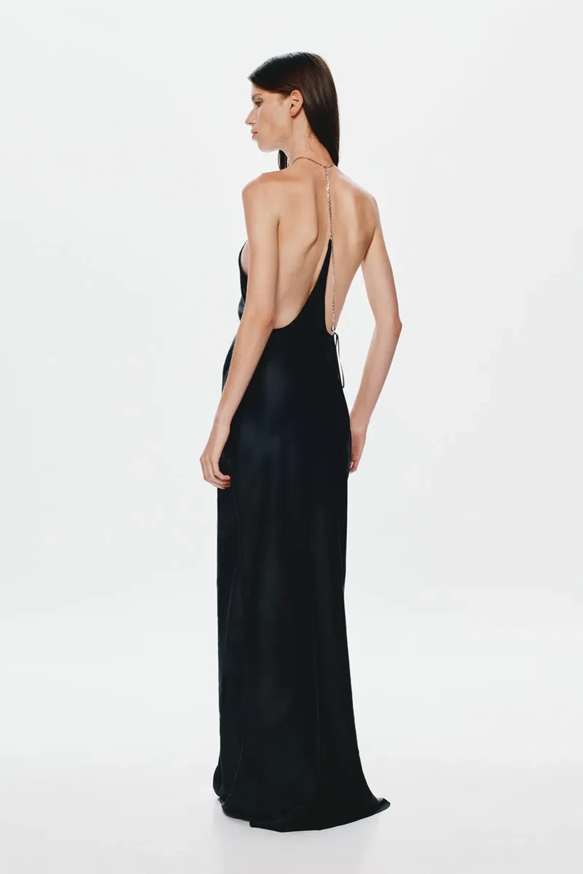 New MISHA "The Xanthe" Satin Chain Maxi Dress, Size 10 in BLACK - Image 1