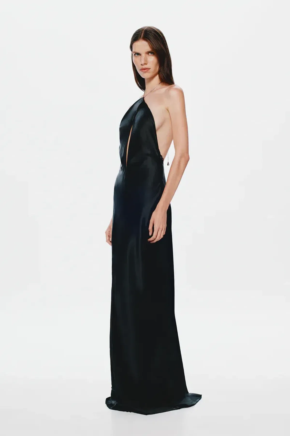New MISHA "The Xanthe" Satin Chain Maxi Dress, Size 8 - Black Formal Gown - Image 4
