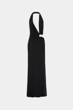 New MISHA “Devon” Cupro Maxi Dress in Black - Size 10 Formal Gown for rent on The Volte - image 1