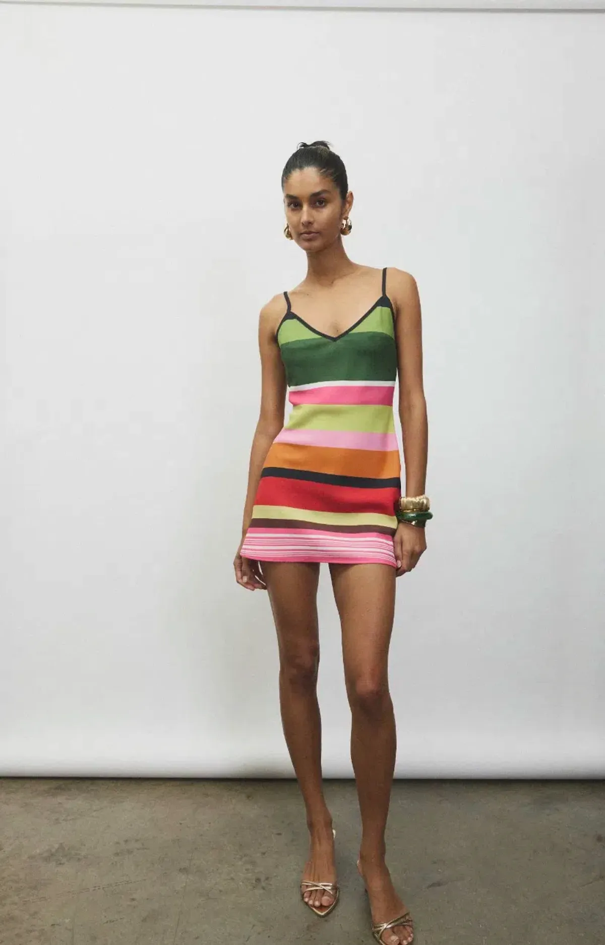 With HarperBias Mini Dress | Emerald Stripe  - Size Small - Image 1