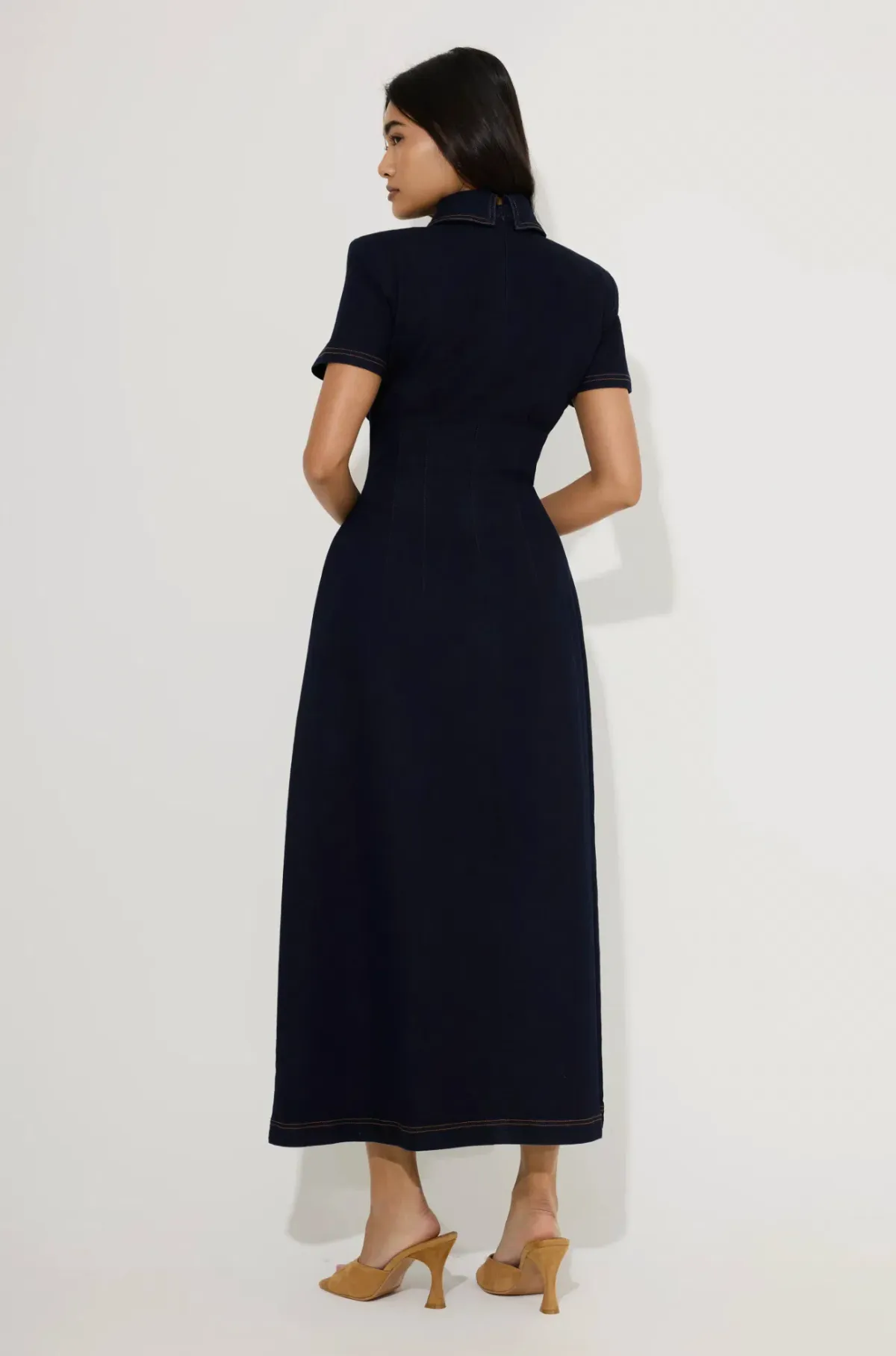 Odd Muse Cotton Mix Denim Collared Midi Dress Size S / AU 8 - Image 4