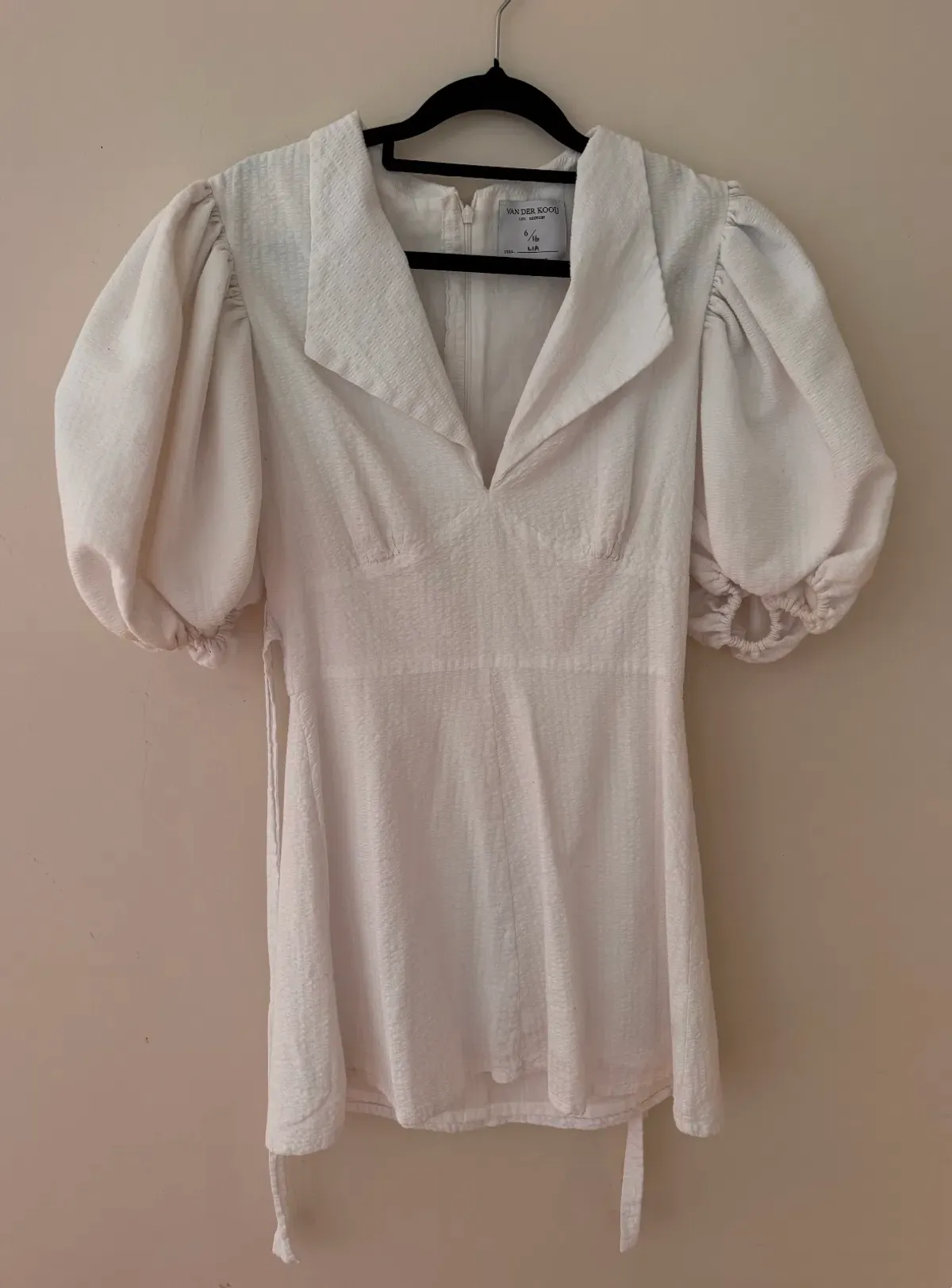 Van Der Kooij Searsucker Mini Dress White Size 0 - Image 5