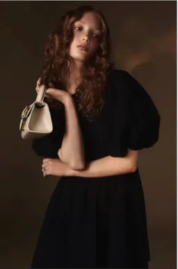 Custom Made Van Der Kooij Mini Dress Black Cocktail Puff Sleeve for rent on The Volte - image 2