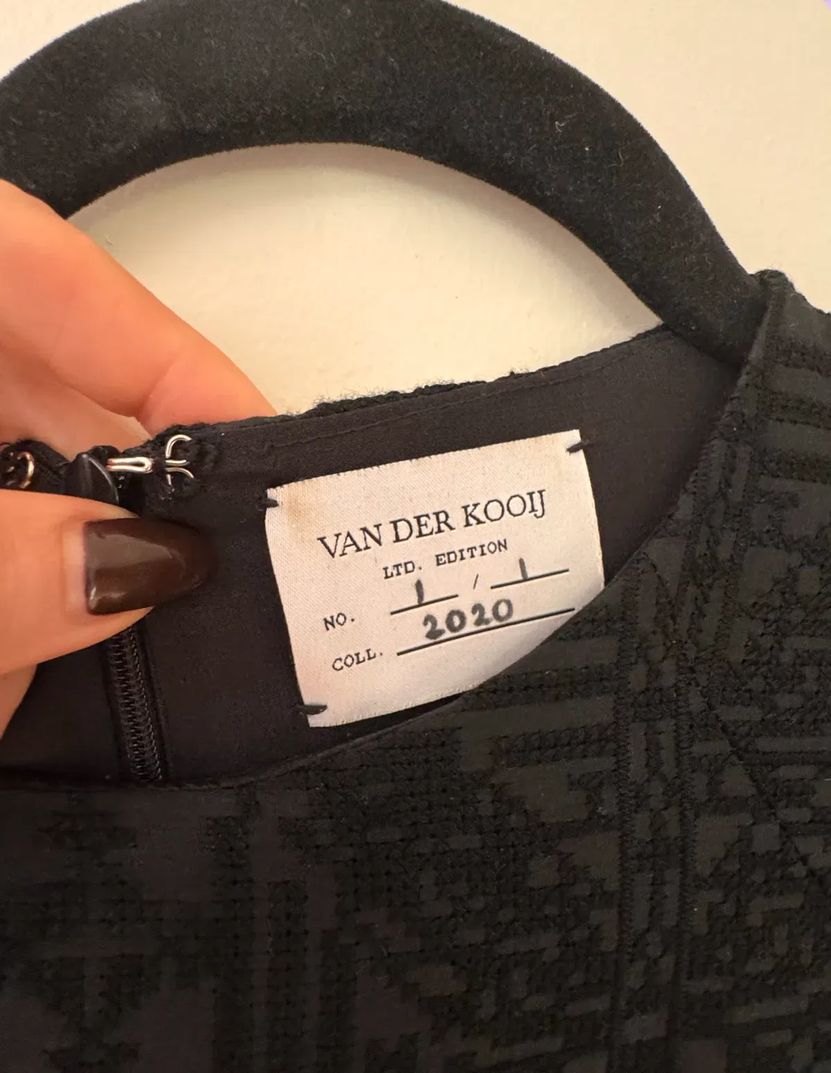 Custom Made Van Der Kooij Mini Dress Black Cocktail Puff Sleeve - Image 4