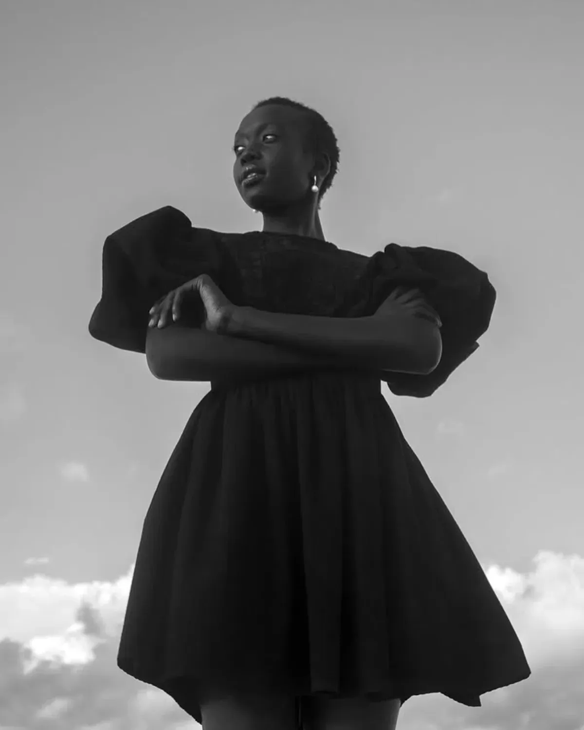 Custom Made Van Der Kooij Mini Dress Black Cocktail Puff Sleeve - Image 1