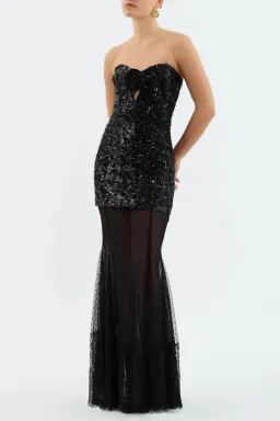 New REBECCA VALLANCE Diana Gown - Size 12 - Strapless Black Formal Maxi Dress for rent on The Volte - image 2