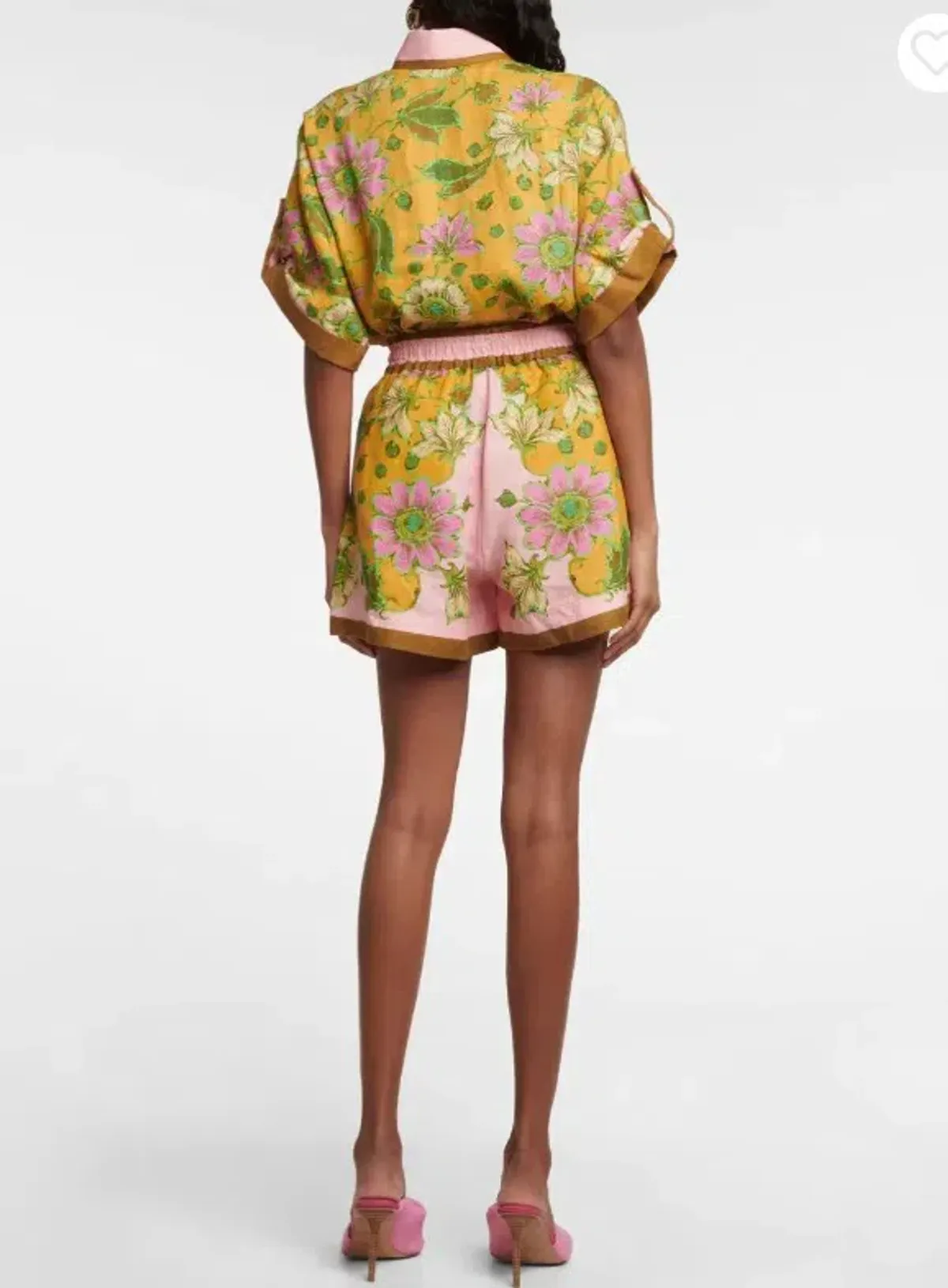 Alemais Winnie Floral Spliced Pink Shirt and Short Two Piece Set Print Size 10 - Image 3