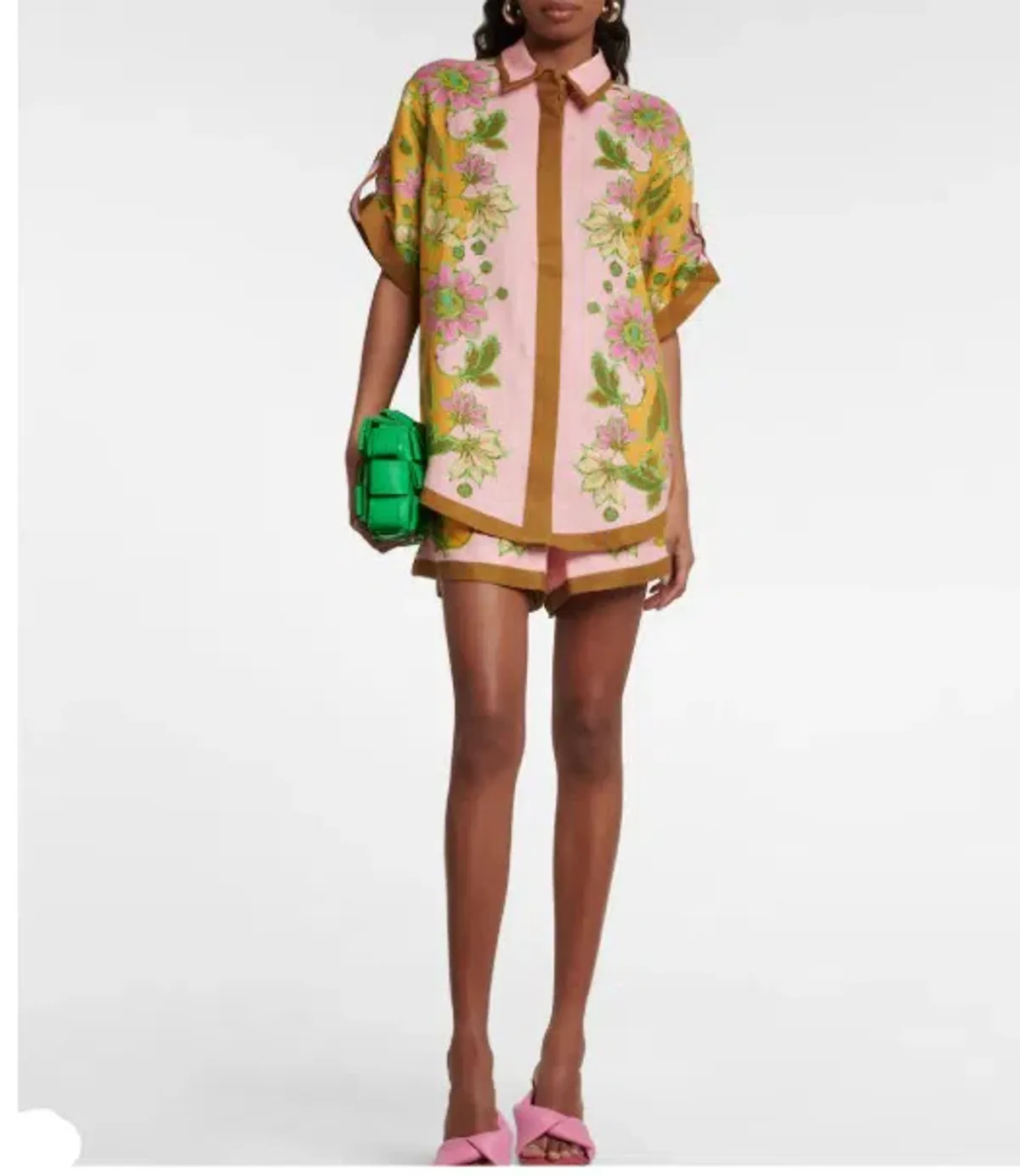 Alemais Winnie Floral Spliced Pink Shirt and Short Two Piece Set Print Size 10 - Image 1