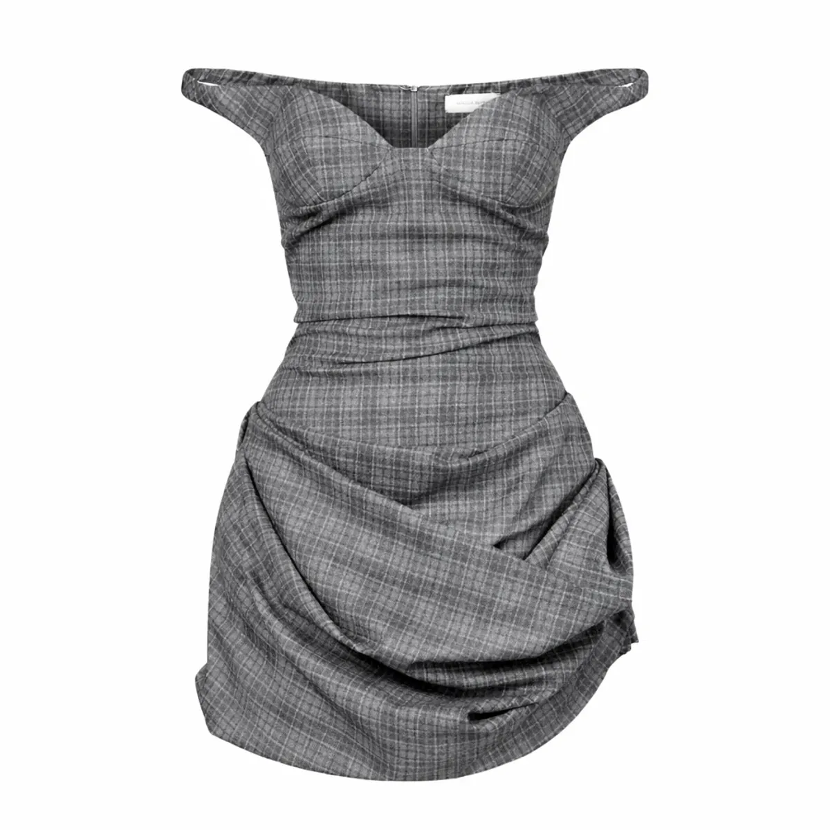 Magda Butrym Ruched Off-Shoulder Wool Bustier Dress - Image 1
