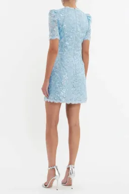 REBECCA VALLANCE x Nicky Hilton “Leyla” Short Sleeve Sequin Mini Dress – Size 8 AU – Light Blue for rent on The Volte - image 2