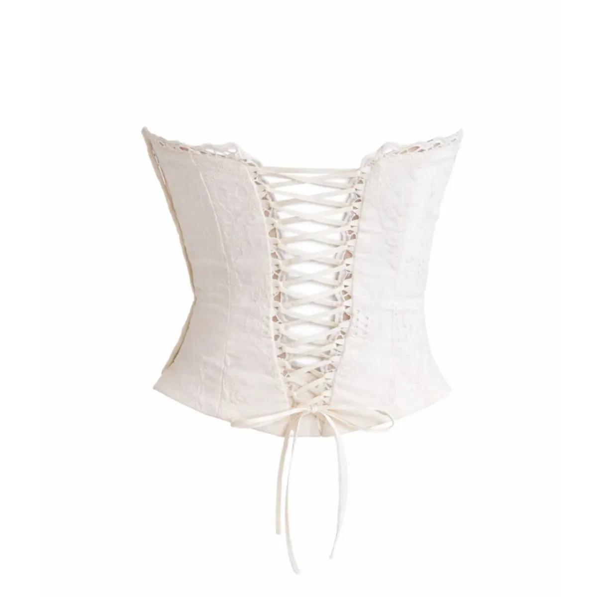 House of CB White Cotton Broderie Strapless Corset Top & Skirt - Image 2