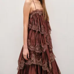 AJE Ophelia Lace Gown In Chocolate Size 10 for rent on The Volte - image 2