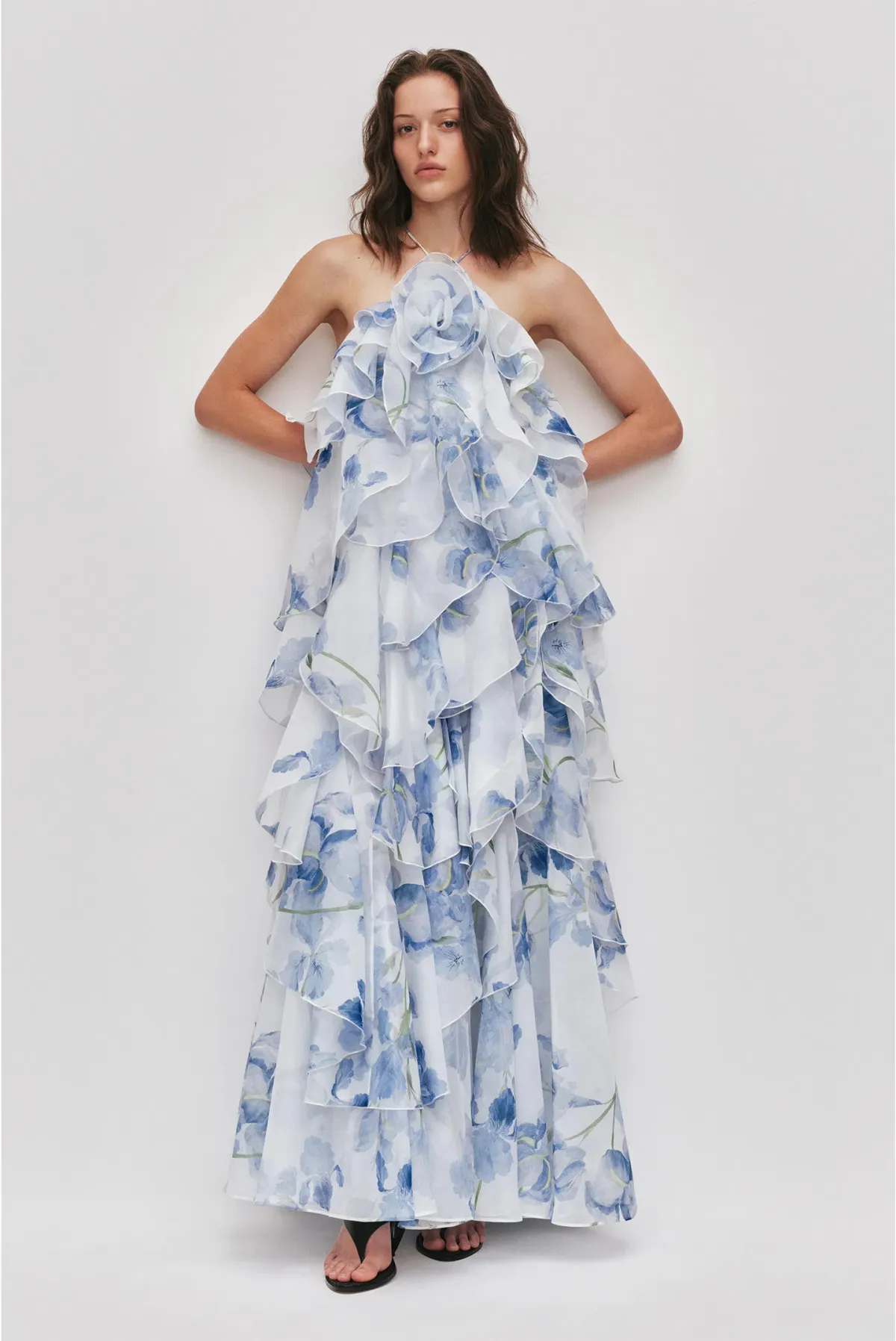Aje Pandorea Layered Maxi Dress in Iris Blue and White Size S/AU 8 - Image 1